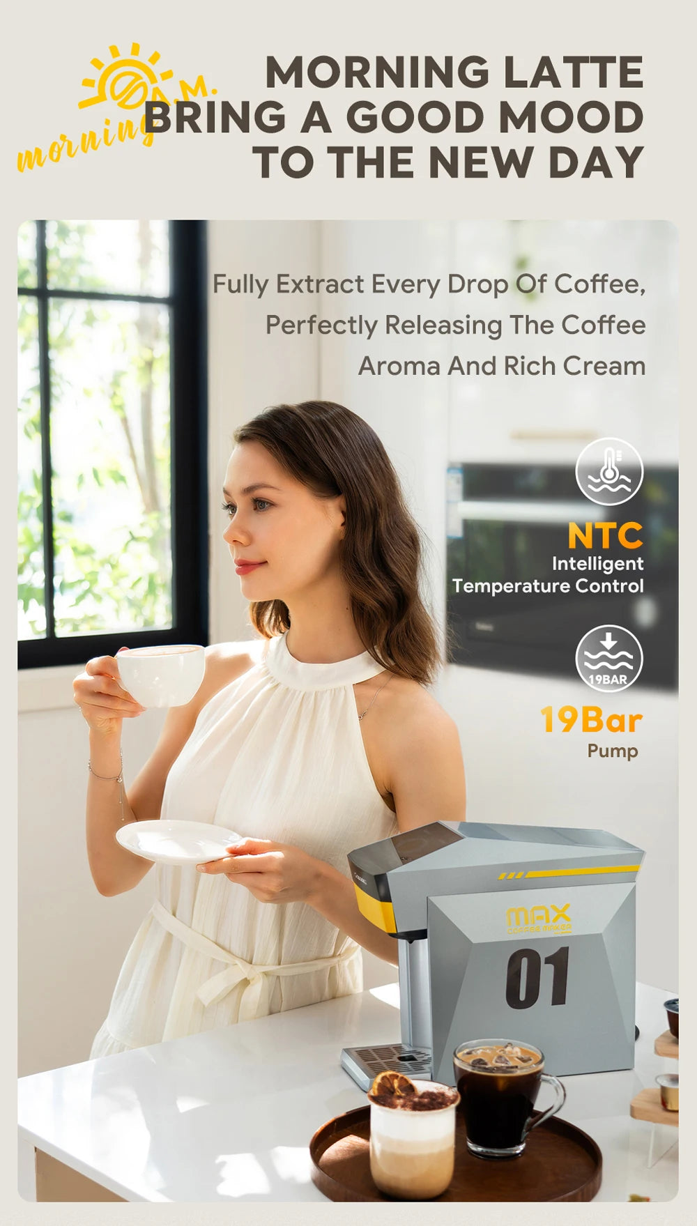 Flashbox 4-in-1 Single Serve Espresso Coffee Machine with Hot Water Dispenser, 1400W