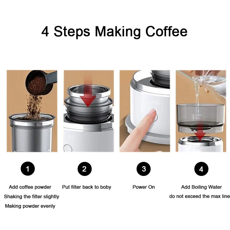 Flashbox Mini Hand-Pressed Coffee Maker with Coffee Grinder & Hand Drip Americano Brewer