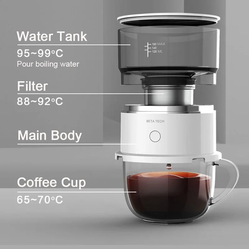Flashbox Mini Hand-Pressed Coffee Maker with Coffee Grinder & Hand Drip Americano Brewer
