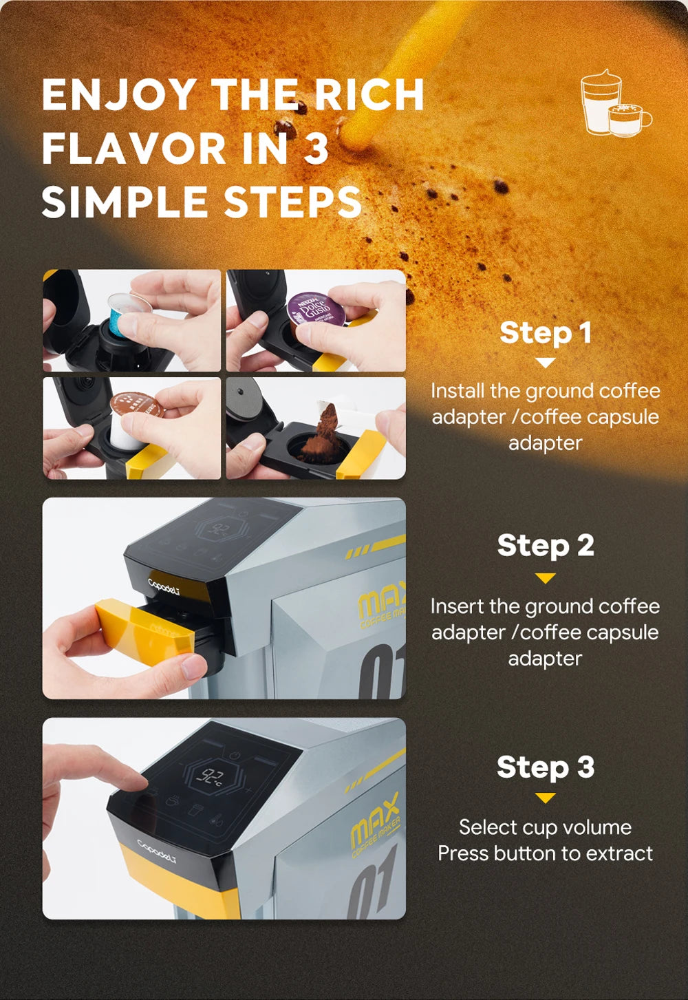 Flashbox 4-in-1 Single Serve Espresso Coffee Machine with Hot Water Dispenser, 1400W