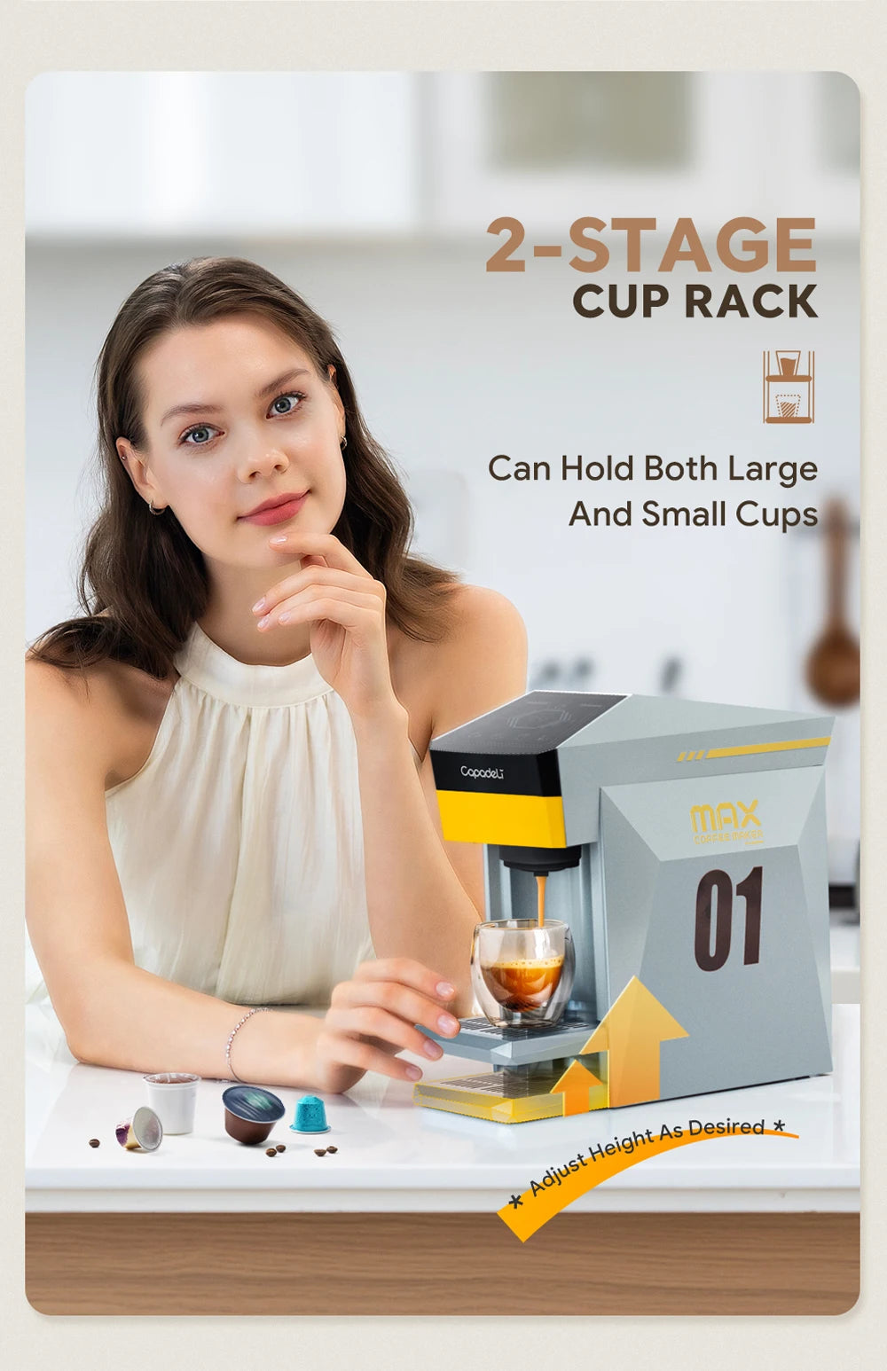 Flashbox 4-in-1 Single Serve Espresso Coffee Machine with Hot Water Dispenser, 1400W