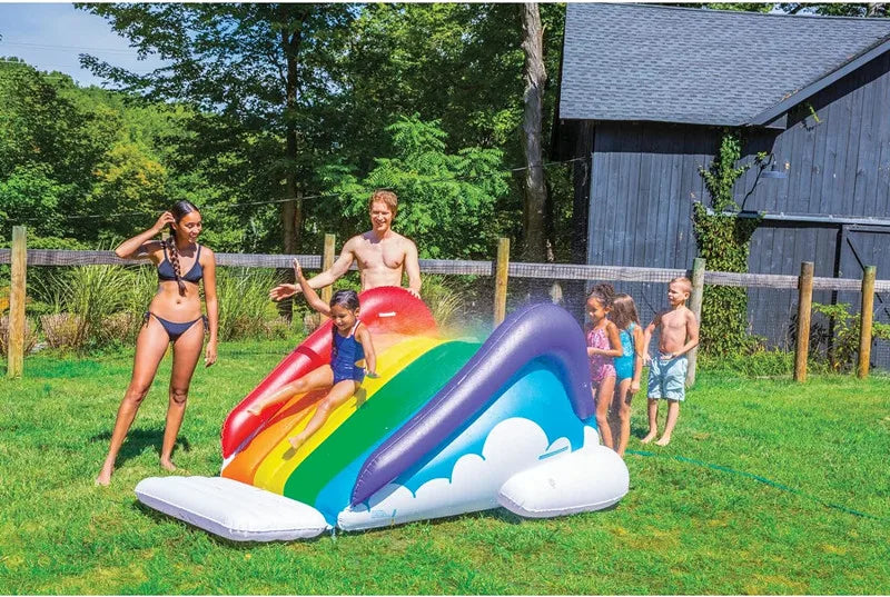 Large Inflatable Water Slide For Swimming Pool With Safety Handles And Water Spray Fun