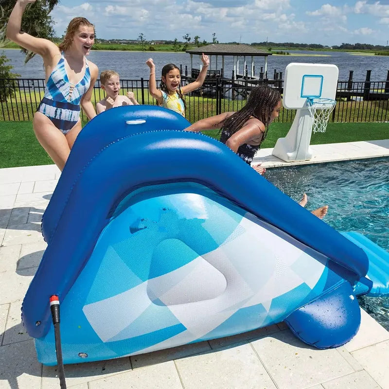 Large Inflatable Water Slide For Swimming Pool With Safety Handles And Water Spray Fun